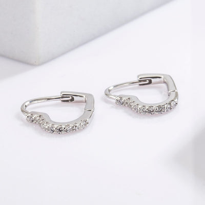 Timeless Heart-Shaped Zircon Earrings in Sterling Silver