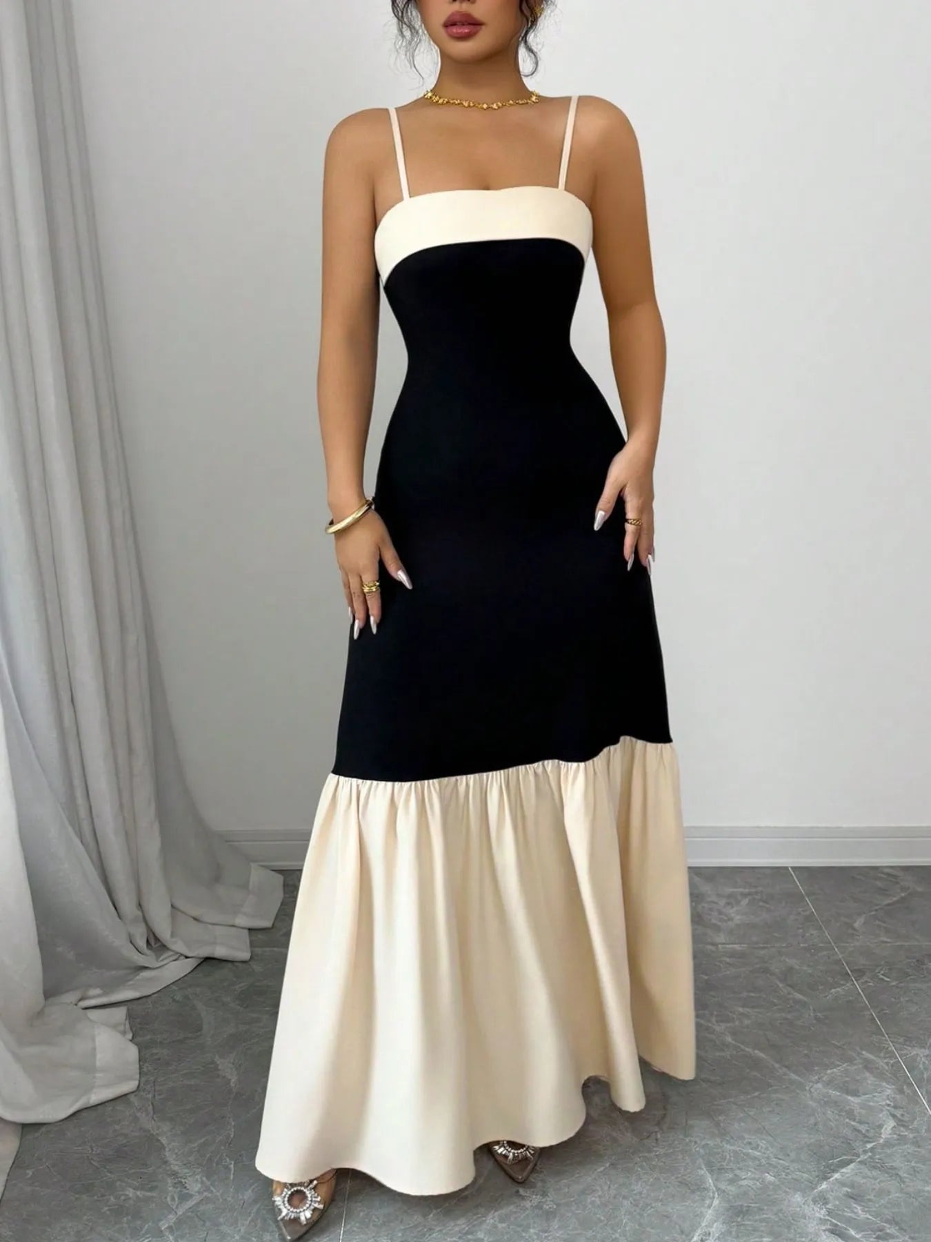 Color Block Maxi Cami Dress