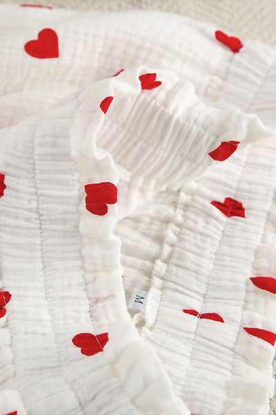 Heart Collared Button Down Top & Shorts Set - Chic & Comfy