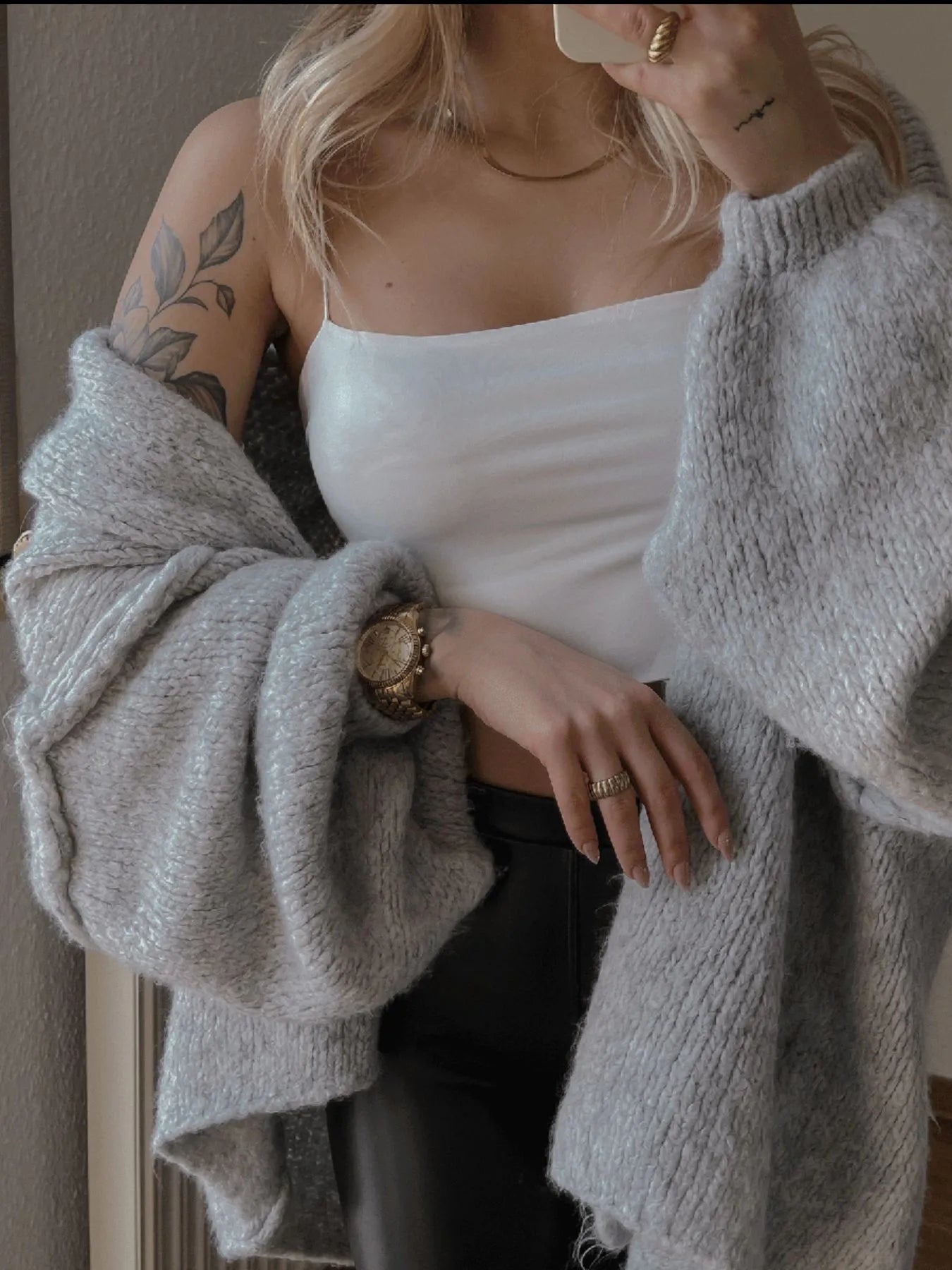 Open Front Dropped Shoulder Cardigan