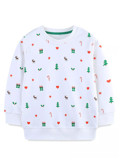 Children's Christmas Print Crew Neck Sweatshirt