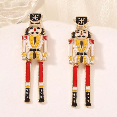 Christmas 18K Gold-Plated Nutcracker Soldier Earrings
