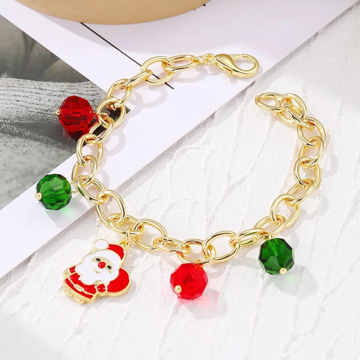 Christmas Santa Snowman Bracelet with Colorful Crystal
