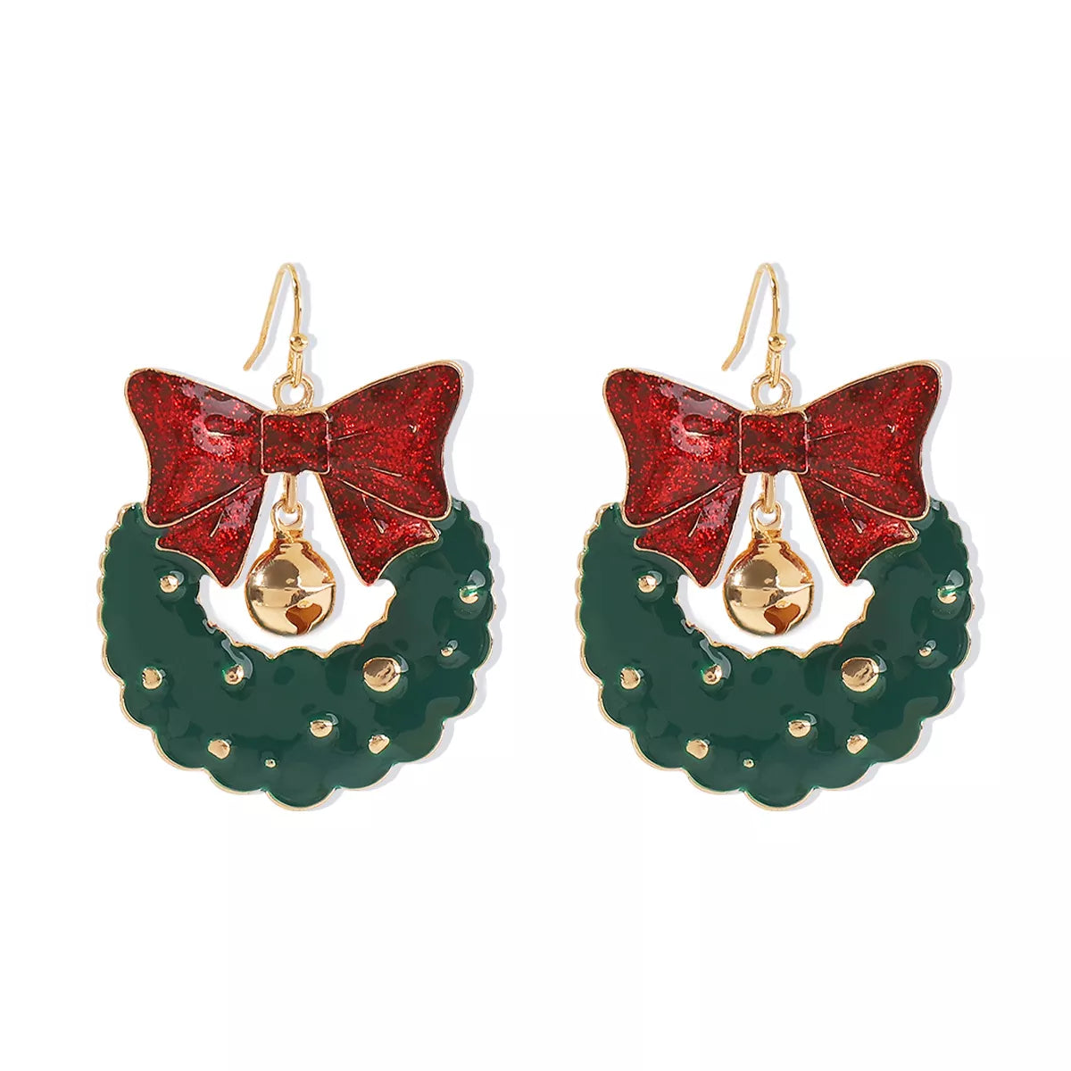 Christmas Wreath Bow Drop Earrings