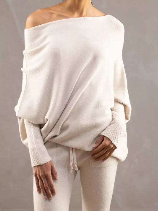 Boat Neck Long Sleeve Sweater