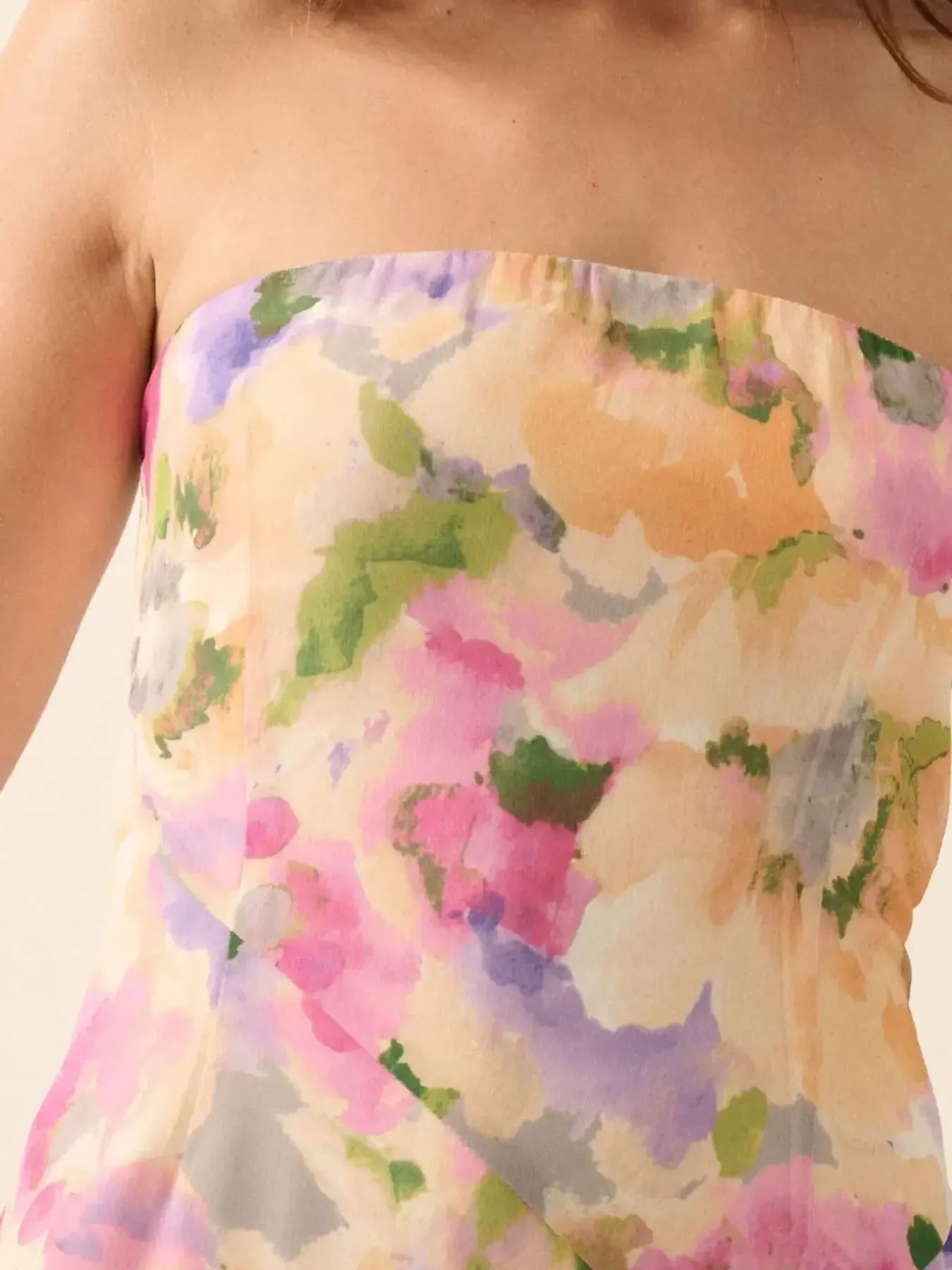 Strapless Floral Maxi Dress with Side Slit