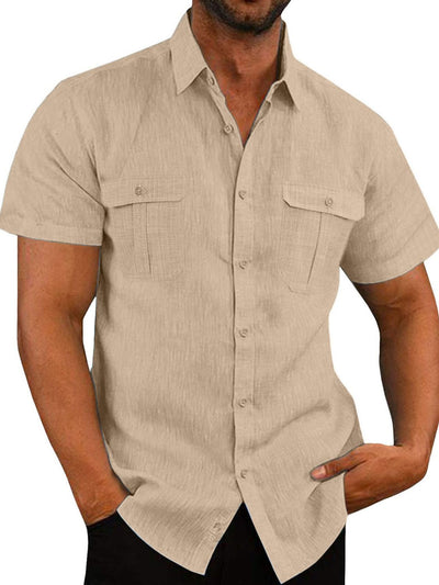 Men's Plus Size Collared Neck Short Sleeve Shirt for Comfort