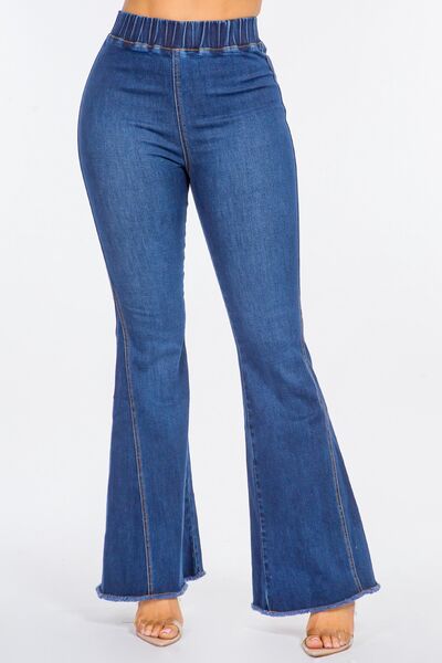 Retro High Waist Curvy Flare Jeans - Trendy & Comfortable Fit