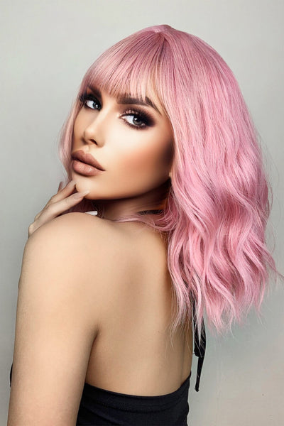 Stylish Bobo Wave 12'' Wig - Soft Pink, Comfortable Fit