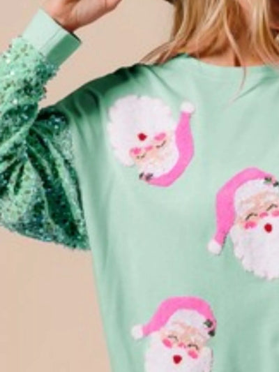 Christmas Theme Sequin Long Sleeve Sweatshirt