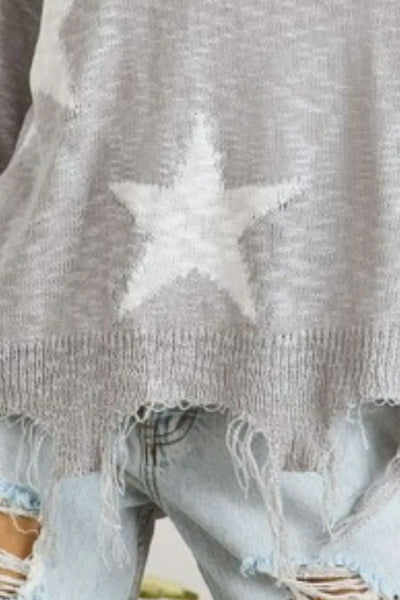 ADORA Distressed Star Sweater Top