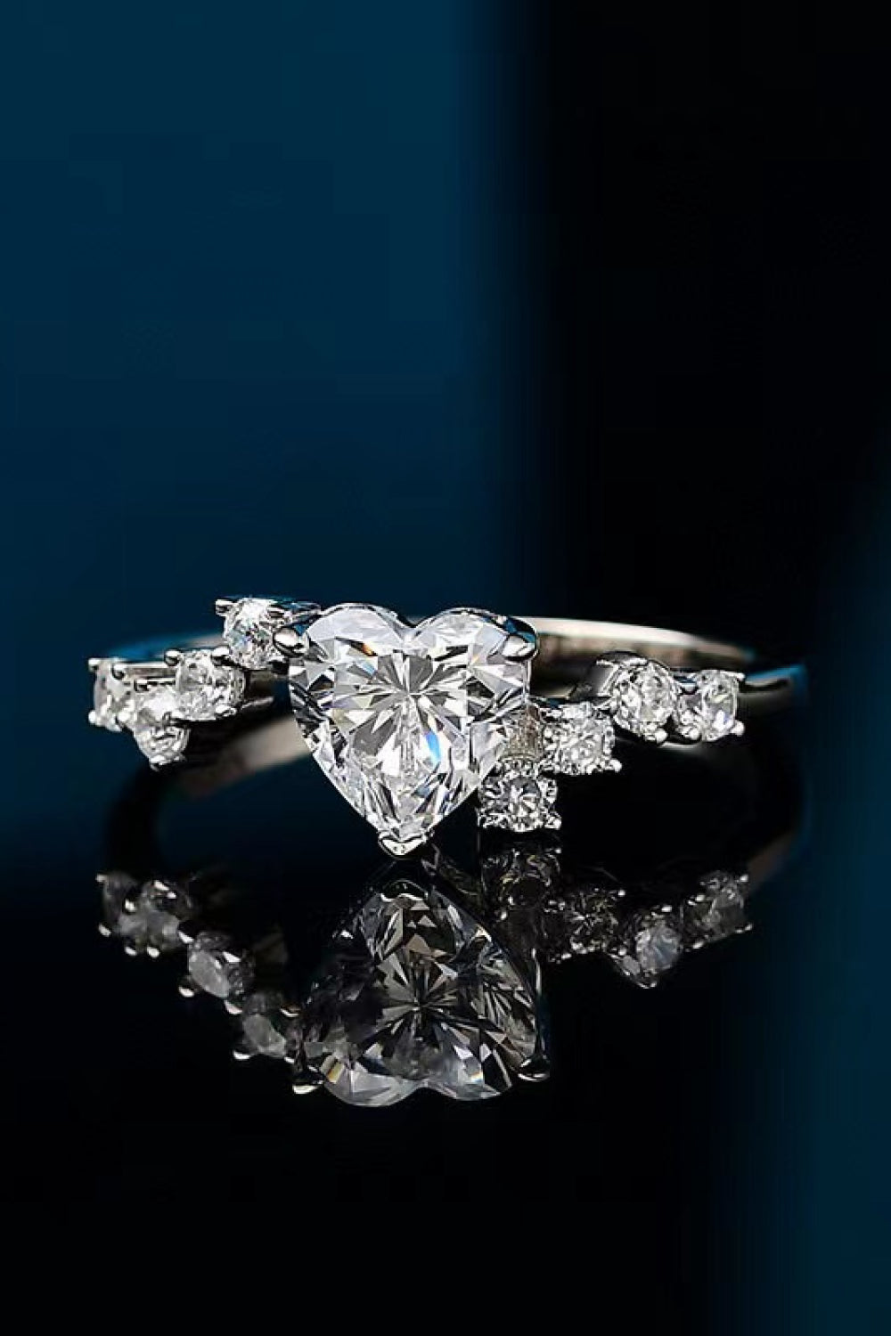 Heart-Shaped 1 Carat Moissanite Sterling Silver Ring