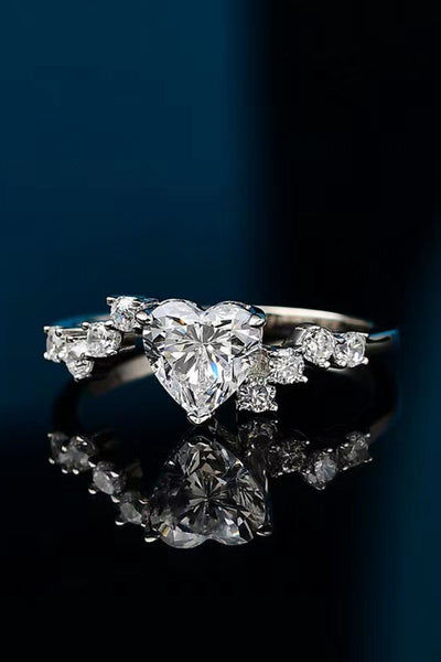 Heart-Shaped 1 Carat Moissanite Sterling Silver Ring