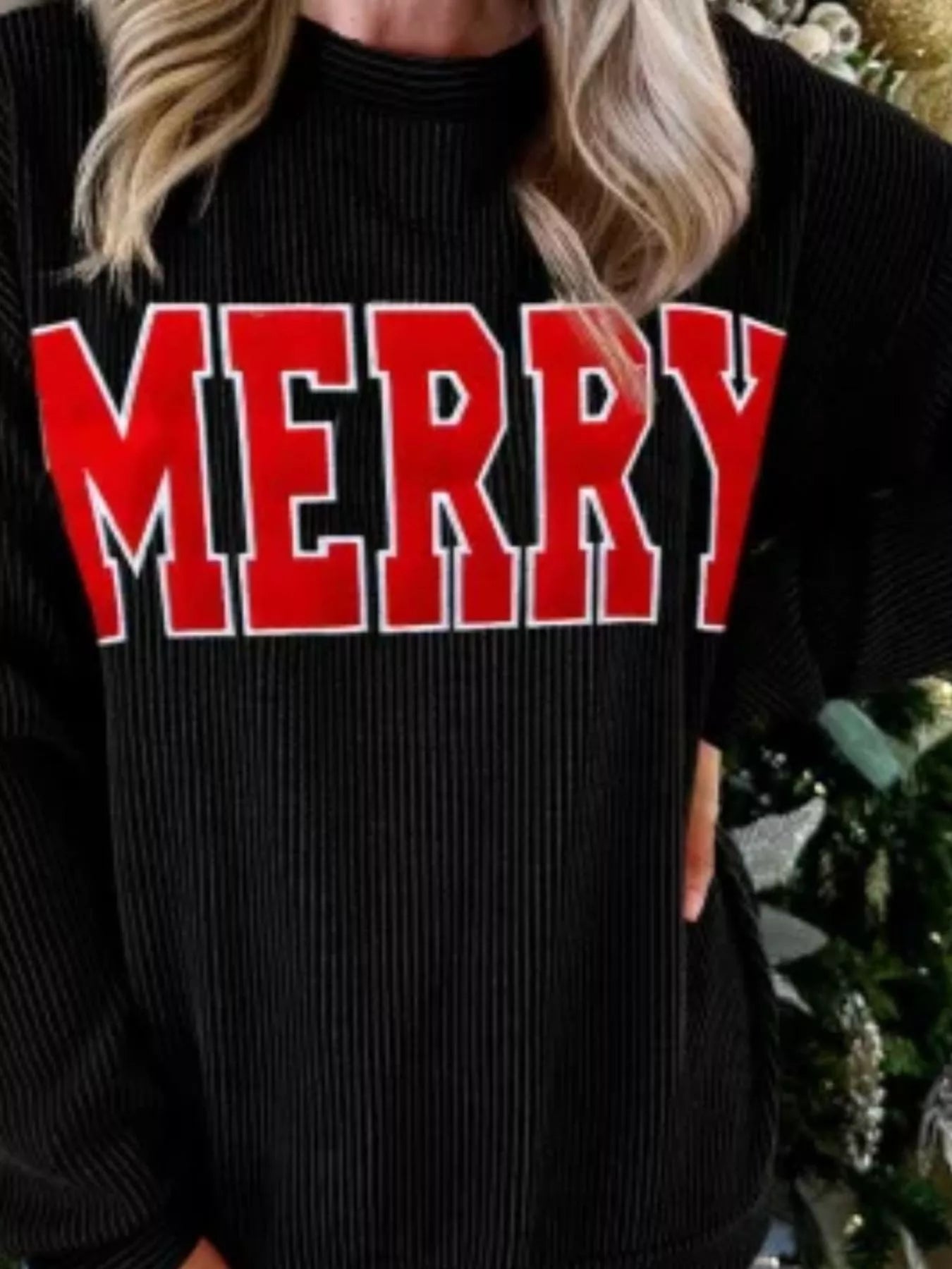 MERRY Round Neck Christmas Sweatshirt