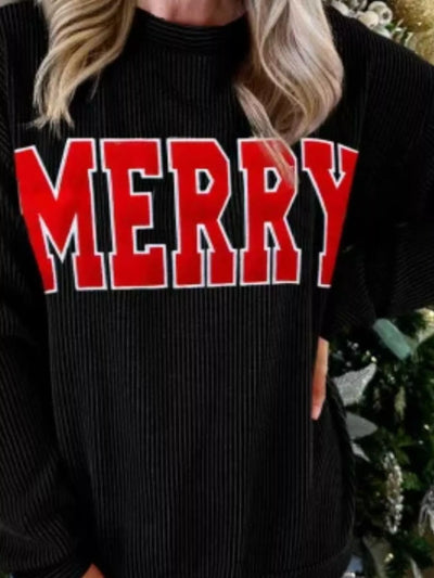 MERRY Round Neck Christmas Sweatshirt