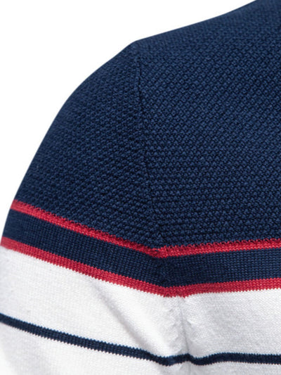Men's Striped Round Neck Long Sleeve Sweater for Stylish Comfort