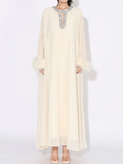 Rhinestone Long Sleeve Maxi Dress