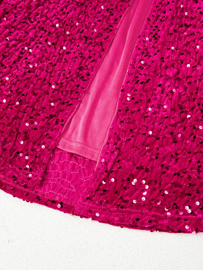 Sequin One-Shoulder Dress with High Slit