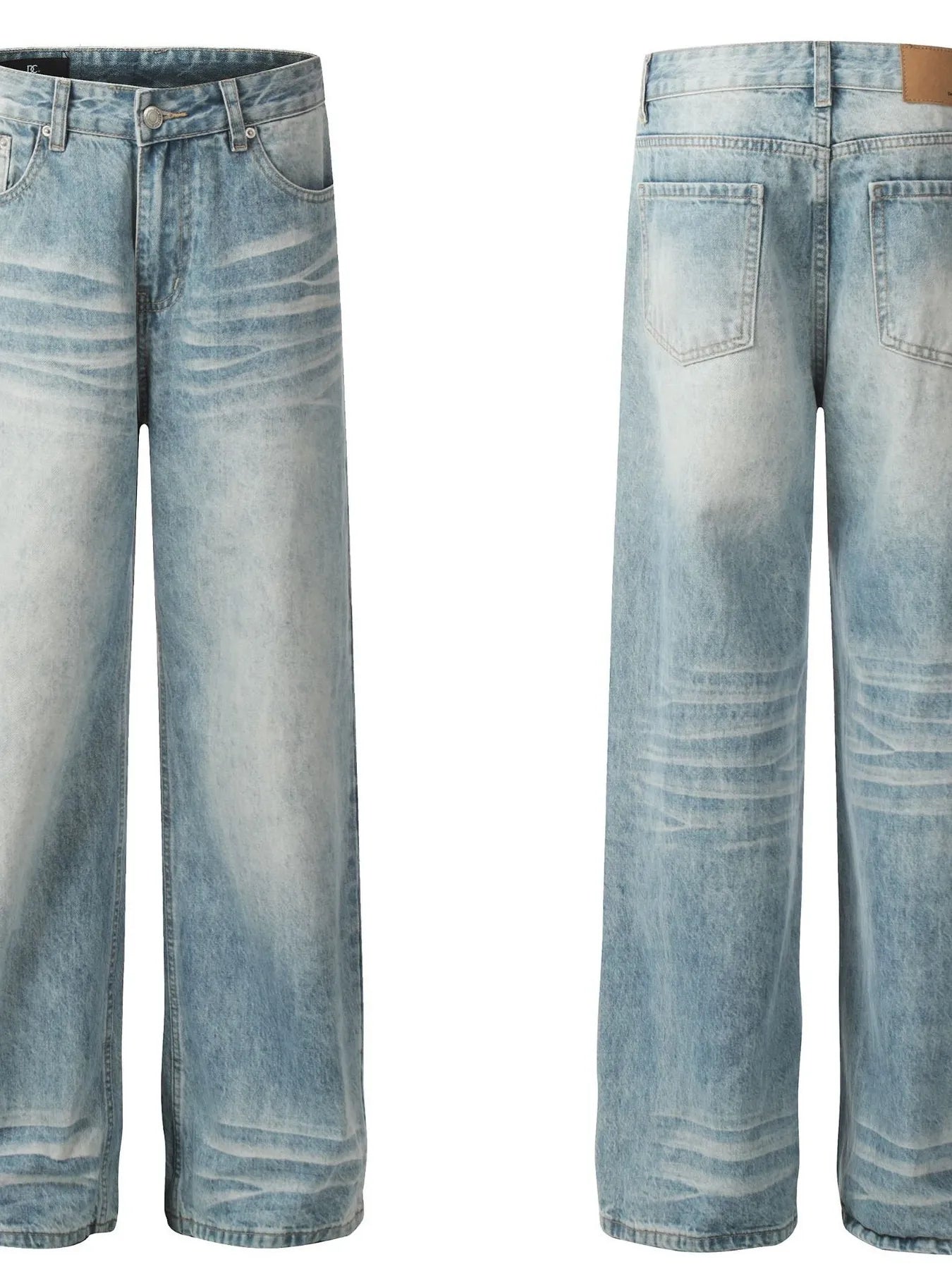 Men's High-Waist Wide Leg Vintage Wash Jeans
