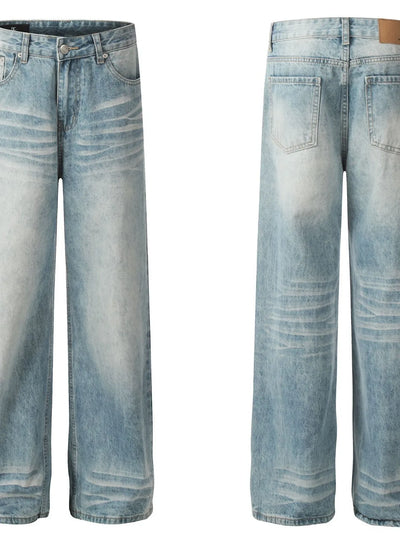 Men's High-Waist Wide Leg Vintage Wash Jeans