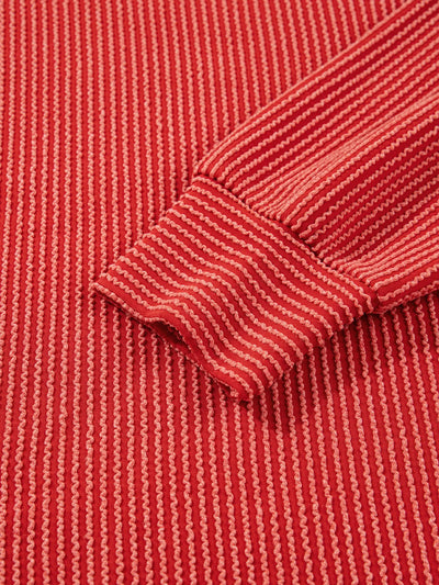 Merry Twisted Rib Christmas Loose Long Sleeve Top