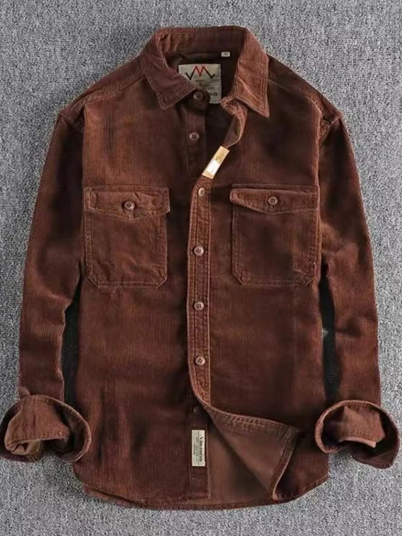 Men's Plus Size Corduroy Long Sleeve Button Up Shirt