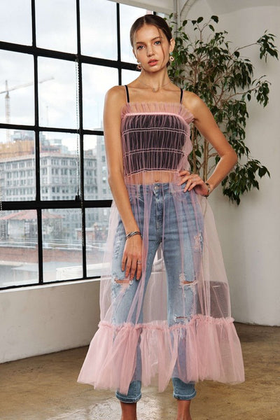 Adora Ruffled Mesh Cover-Up Dress for Trendy Summer Beachwear