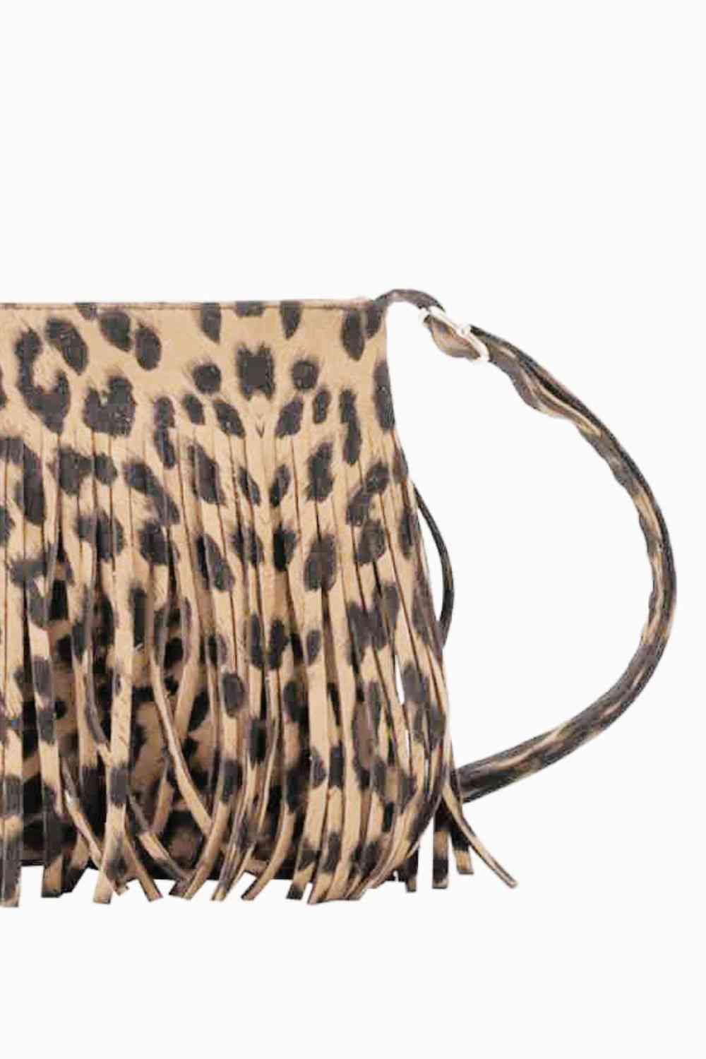 Chic Leopard Print PU Leather Crossbody Bag with Fringe