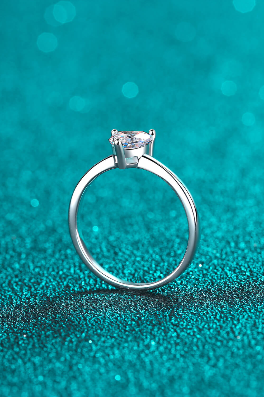 Heart-Shaped Moissanite Ring in Sterling Silver for Promise