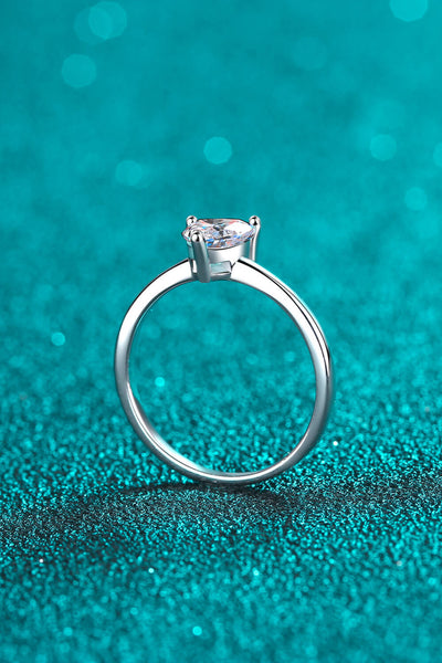 Heart-Shaped Moissanite Ring in Sterling Silver for Promise