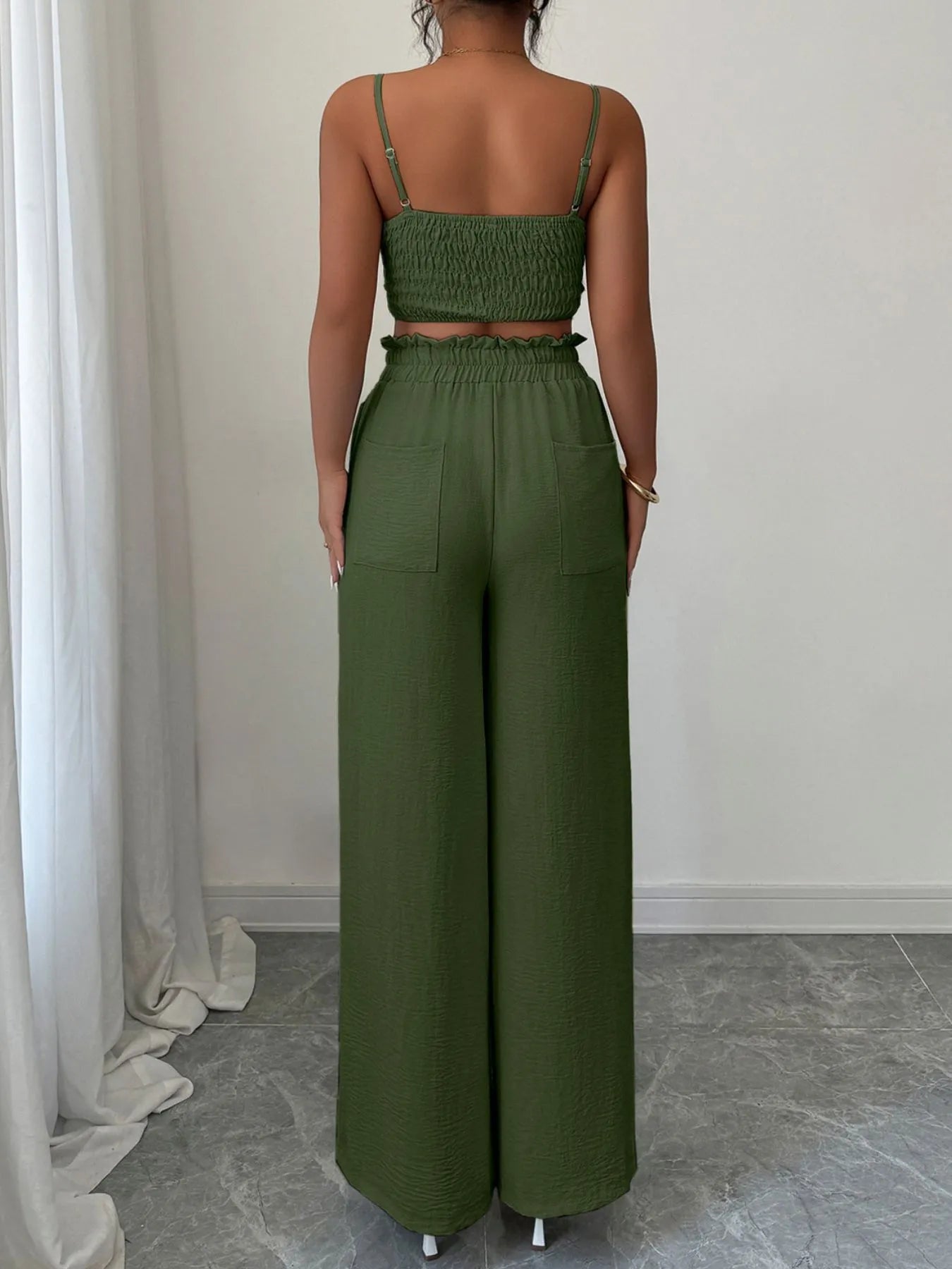 V-Neck Cami and Wide Leg Pants Set