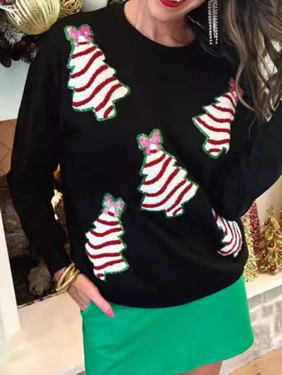 Christmas Tree Sequin Long Sleeve Sweatshirt