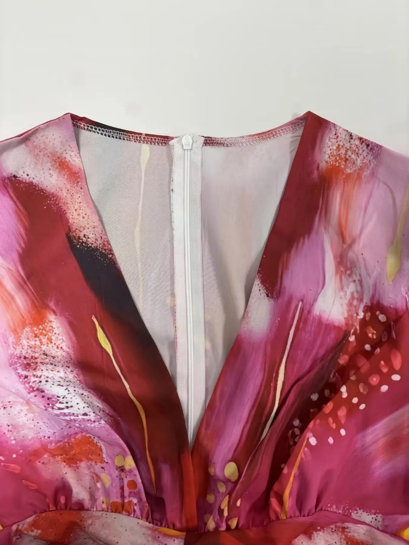 Ruched Front V-Neck Long Sleeve Maxi Dress