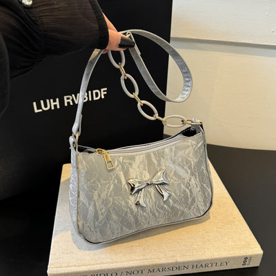 Chic Bow PU Leather Shoulder Bag for Stylish Women
