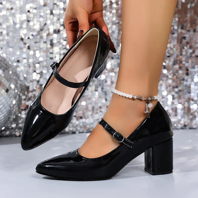 Point Toe Block Heels Pumps