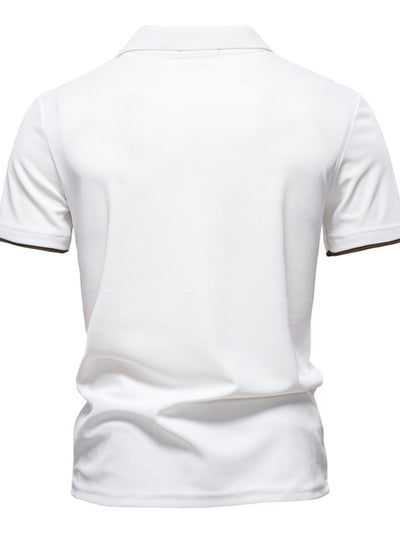 Men's Giraffe Embroidered Collared Neck Contrast Polo Style