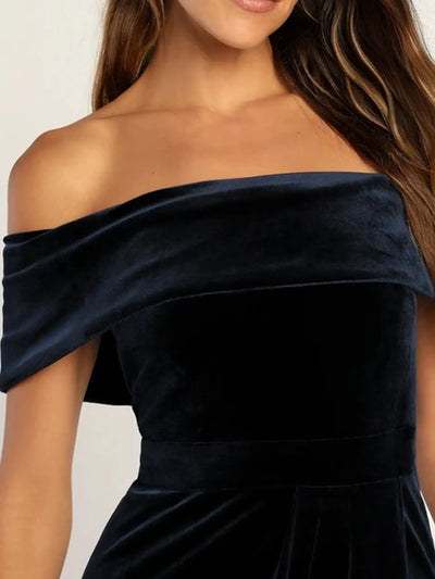 Off-Shoulder Wrap Dress with Side Slit