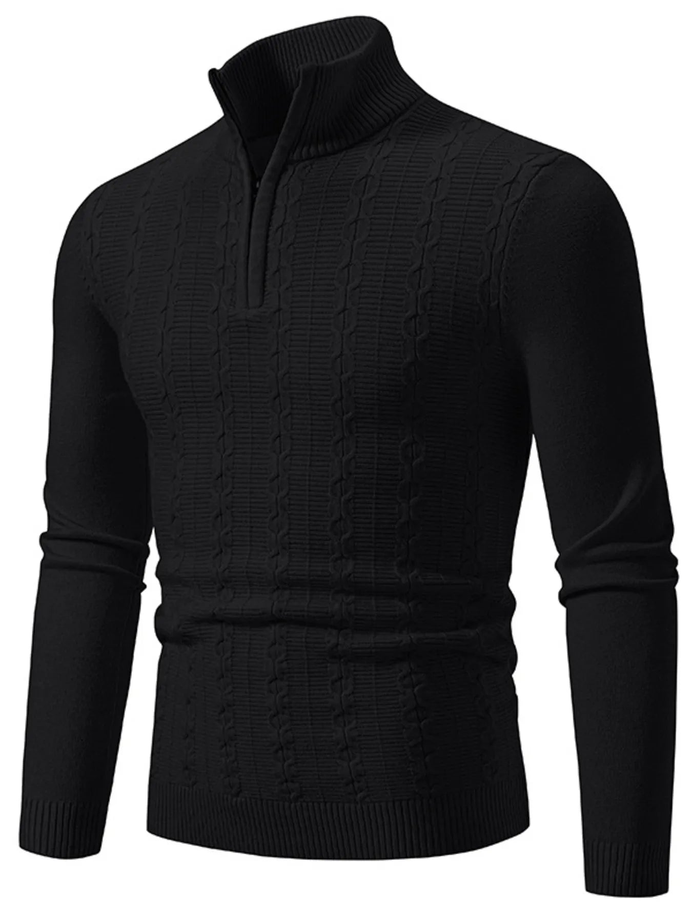 Men's Plus Size Texture Turtleneck Long Sleeve Sweater