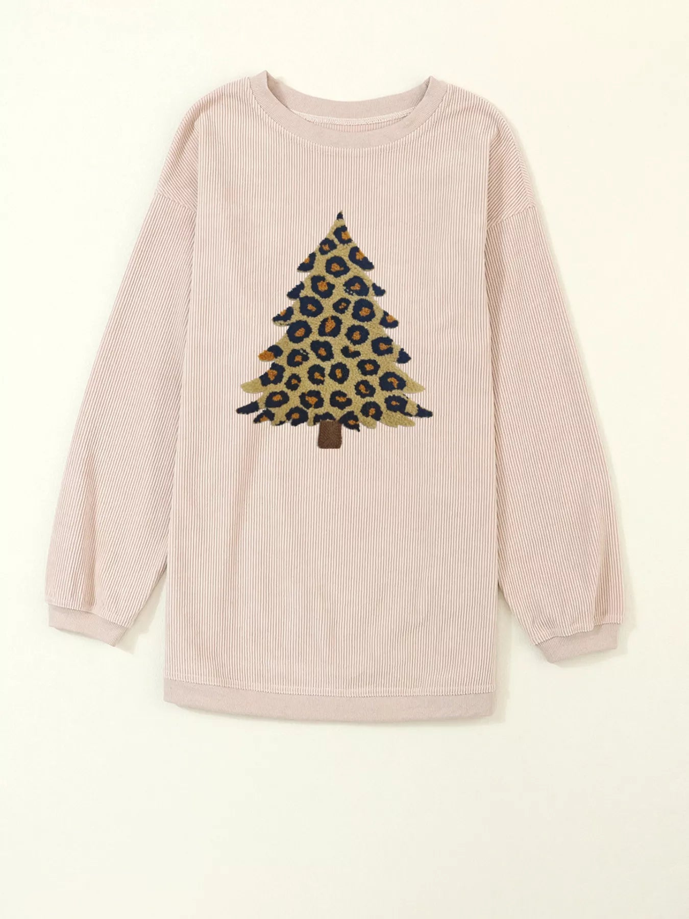 Leopard Christmas Tree Graphic Corded Sweatshirt