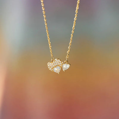 Elegant 18K Gold-Plated Zircon Heart Necklace in Sterling Silver