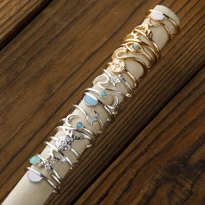 Trendy 19-Piece Alloy Ring Set - Boho Style with Unique Designs
