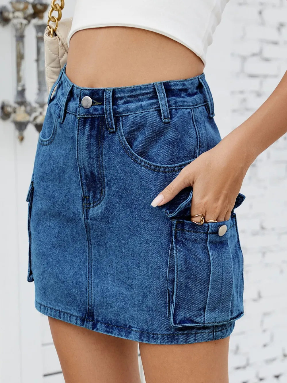 Cargo Denim Skirt