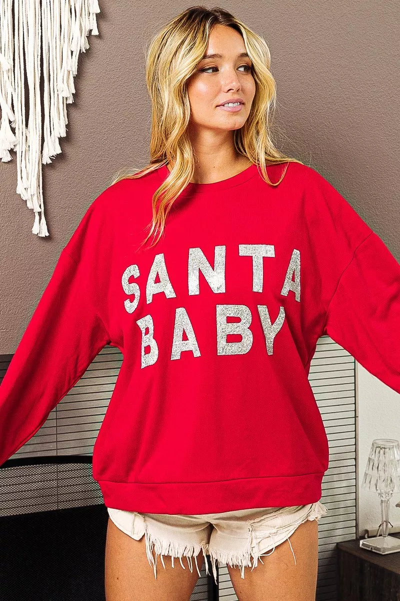 BiBi Santa Baby Lettering Christmas Sweatshirt
