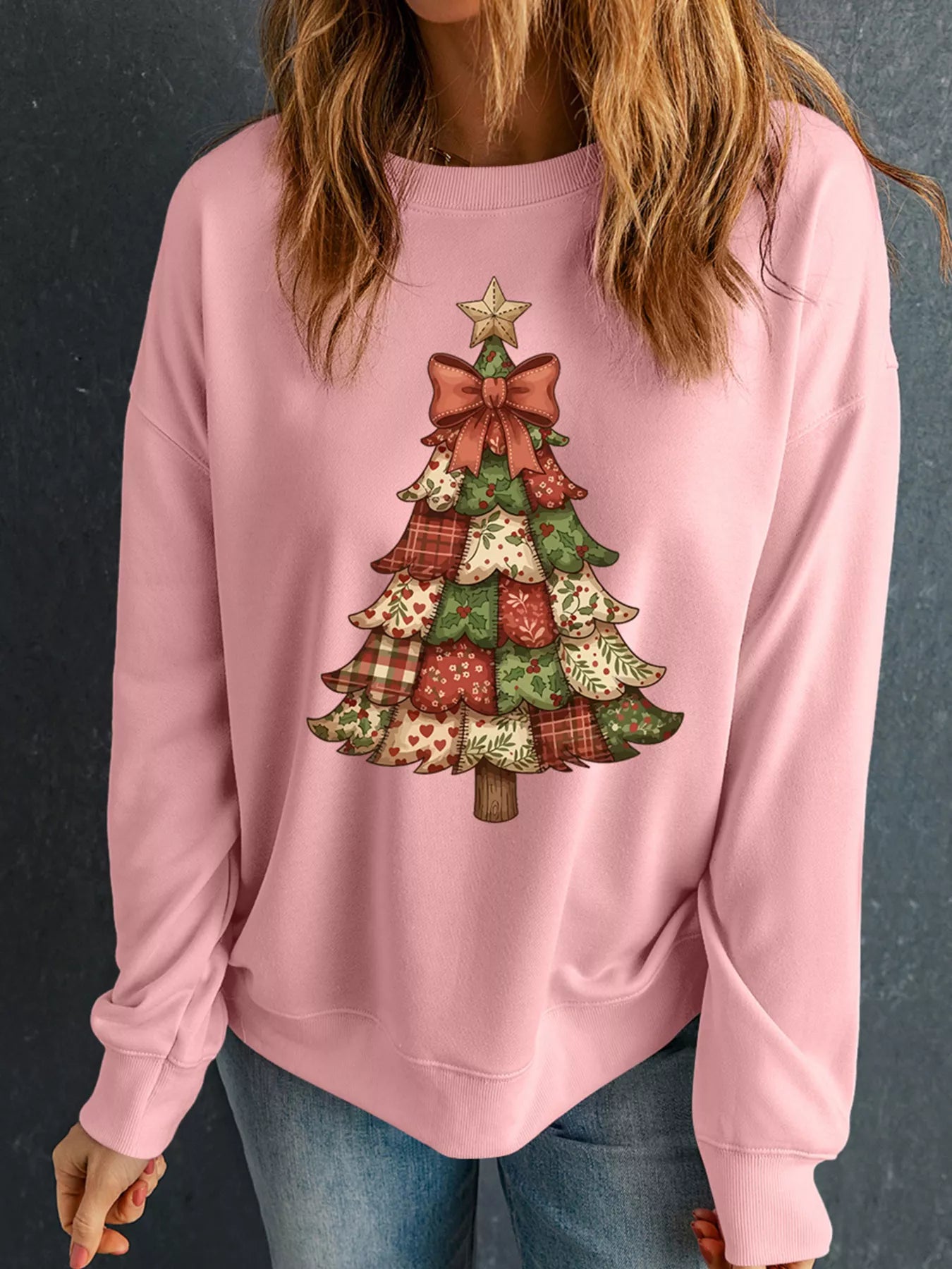 Christmas Tree Graphic Long Sleeve Sweatshirt