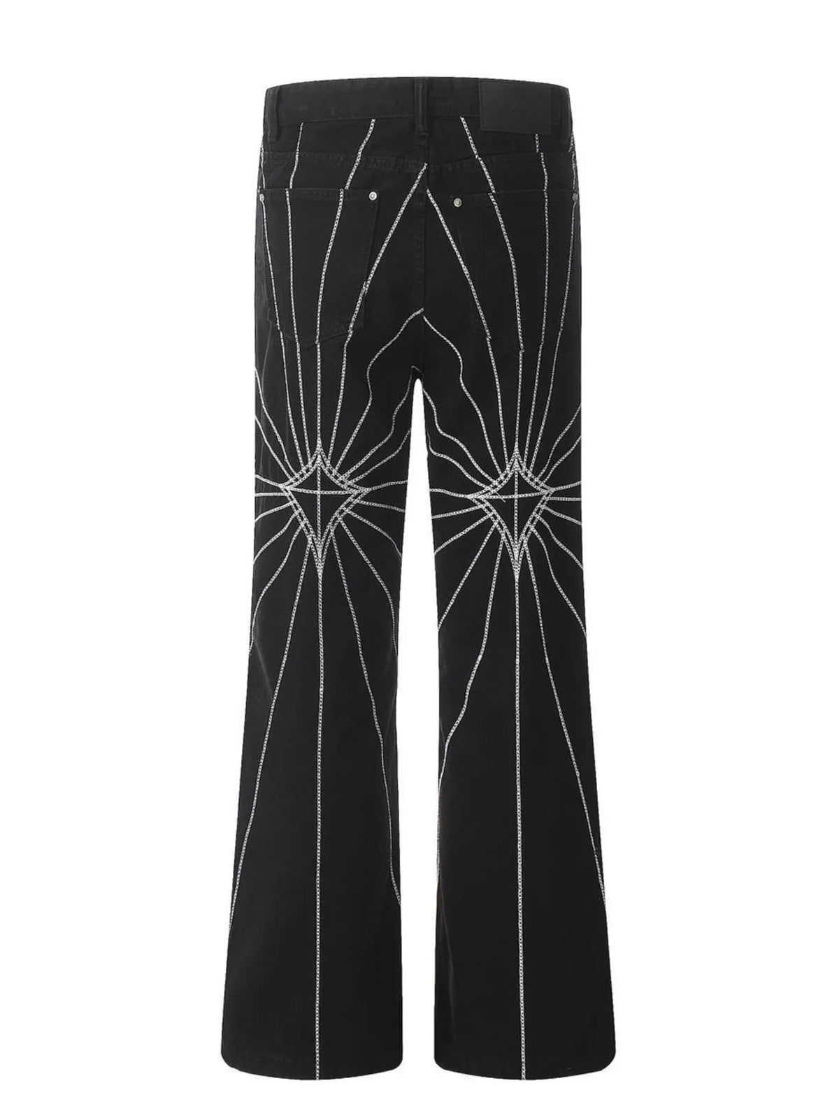 Men's Spider Web Embroidered Flared Jeans