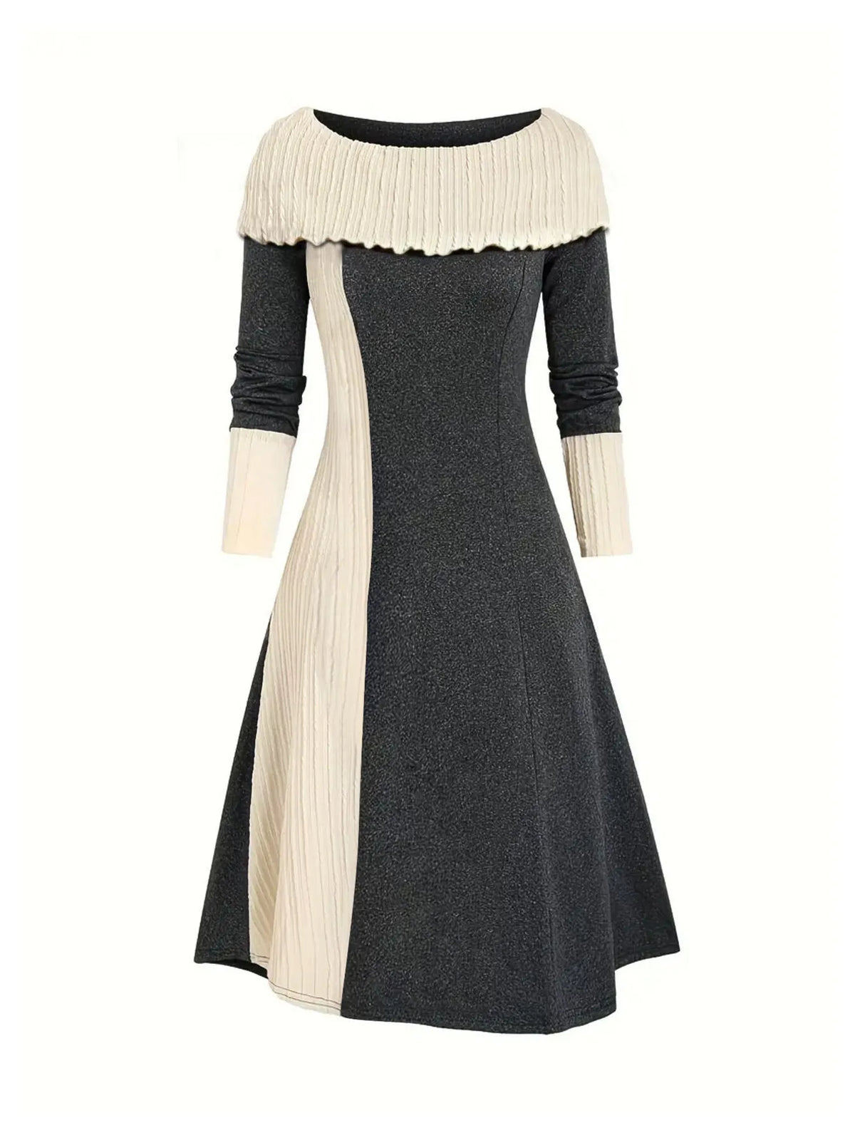 Color Block Ribbed Sweater Dress