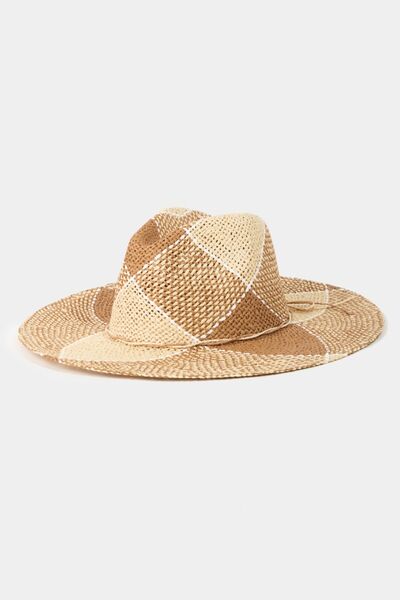 Fame Contrast Straw Braid Hat for Stylish Summer Days