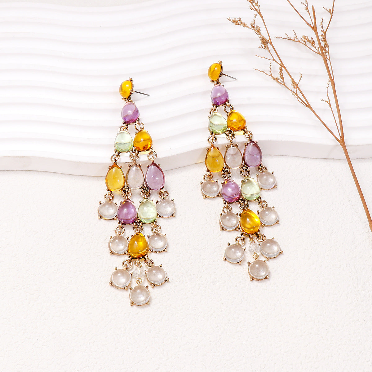 Elegant Alloy & Rhinestone Teardrop Earrings for Evening Glam