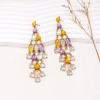 Elegant Alloy & Rhinestone Teardrop Earrings for Evening Glam