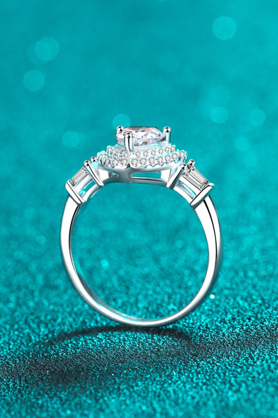 Enchanting 1 Carat Moissanite Heart Ring in 925 Sterling Silver